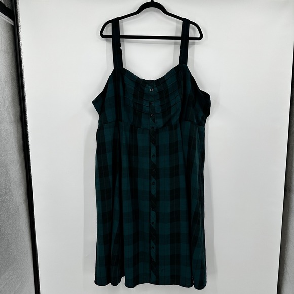 torrid Dresses & Skirts - Torrid Plaid Button Front Pinafore Dress Green Teal Black Plus Size 5 5X